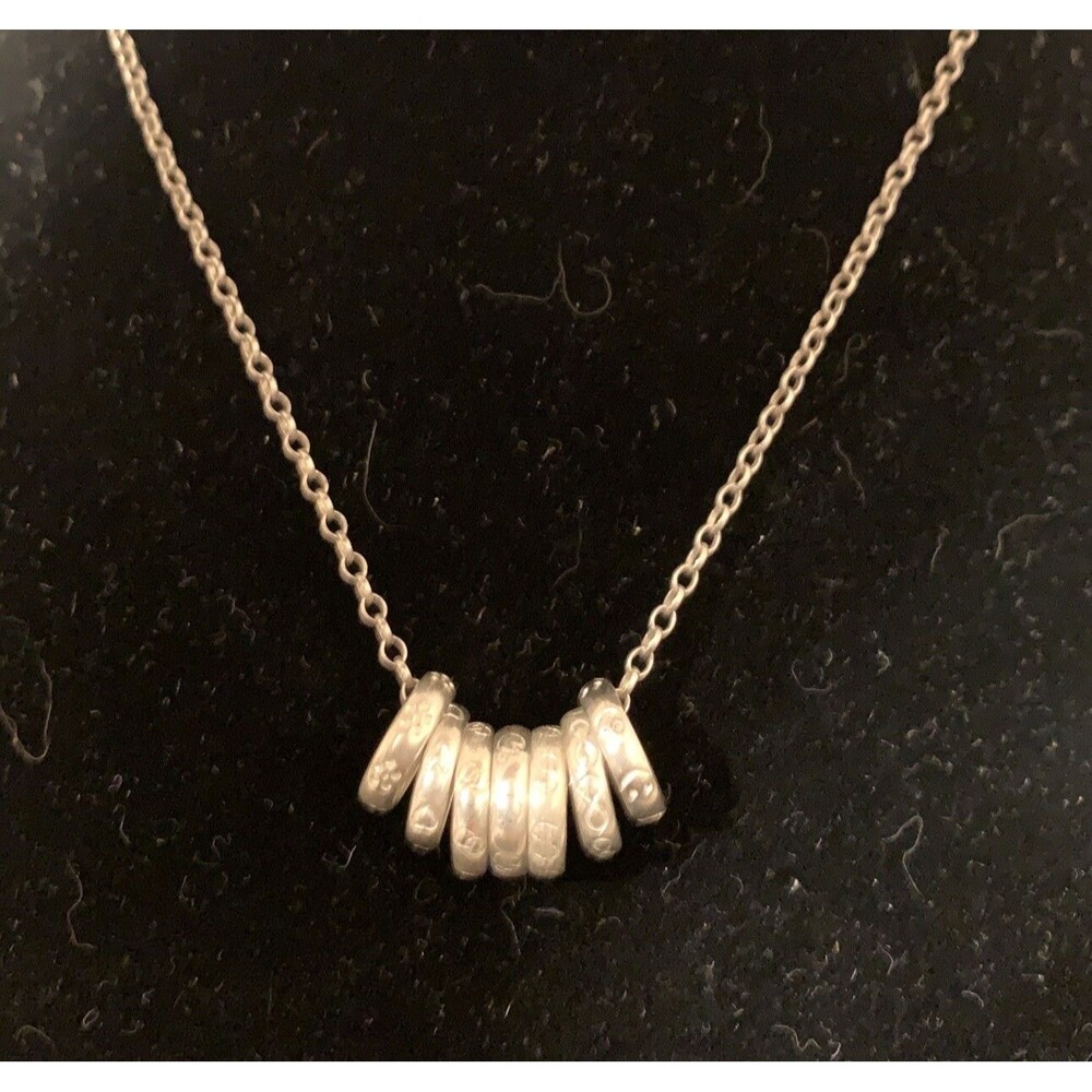 Vintage Sterling Silver Baby Rings Necklace Pendant 18” Chain 7 Rings